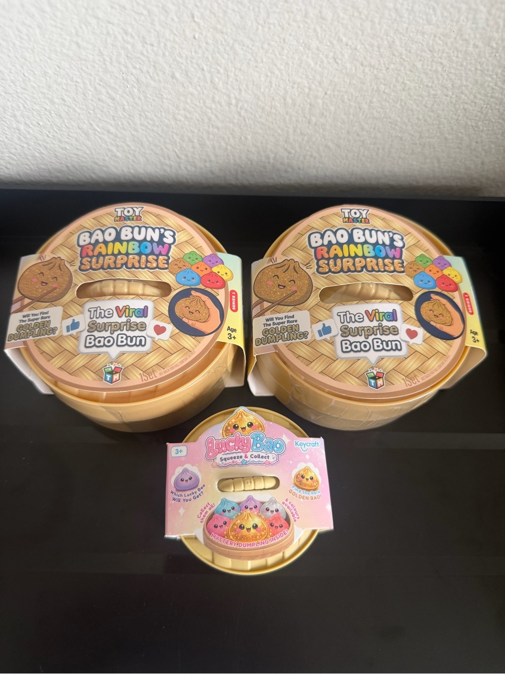 Set of 3 Squishy Dumplings - 2 Bao Bun Rainbow Surprise + 1 Mini Lucky Bao